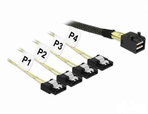 Delock Cable (83392) Mini SAS HD SFF-8643 | 4 x SATA 7 Pin 0.5m.| 83392