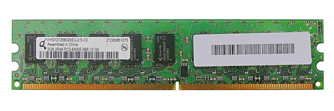 Memory RAM 1x 2GB QIMONDA ECC UNBUFFERED DDR2  800MHz PC2-6400 UDIMM | HYS72T256020EU-2.5-C2