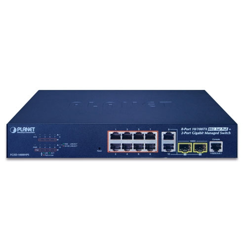 Switch Planet GSD-1008HP 10x 1Gb 120 W PoE+