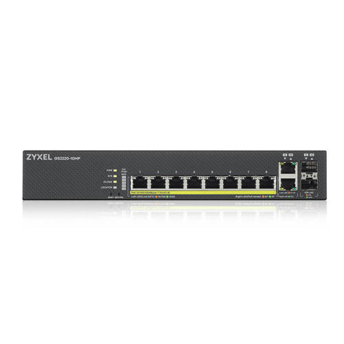 Switch Zyxel GS2220-10HP-EU0101F 8x 1Gb 2x RJ-45/SFP combo ports 180W PoE+